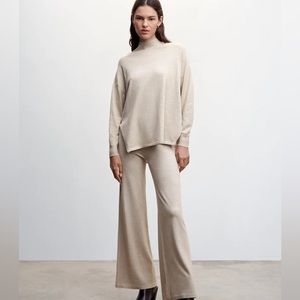 NWT Mango Lounge Set - Mock-Neck Side Slit Tunic Sweater & Matching WideLeg Pant